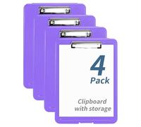 YKUKIZEE 4 Pack A4 Clipboard Storage Box Purple, Plastic Nursing Clipboard with Storage, Writing Clipboards with Storage for Student Teacher Doctor Sales Lawyer Coach