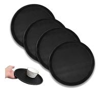 YKUKIZEE 4 Pack Bar Tray for Drinks Non Slip, Round Serving Tray 11 inch Rubber, 28 cm Black Restaurant Serving Trays for Hotel Coffee Home Kitchen Party Waiters