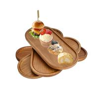 YKUKIZEE 4 Pack Oval Wooden Boards for Serving Food 29x11cm, Acacia Wood Cheese Serving Platter with Raised Edge, Wooden Charcuterie Serve Plate Bulk for Sushi Bread Dessert Cake Appetizer Breakfast