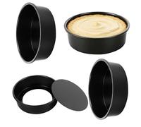 YKUKIZEE 4 PCS 8 inch Black Deep Cake Tins for Baking, Non-Stick Cake Pan with Loose Bottom Carbon Steel, 22 cm Round Baking Mould for Roasting Serving Bread