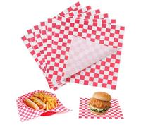 YKUKIZEE 400 Sheets Greaseproof Paper Sheets for Food 28x28 cm, Checkered Burger Wrapping Sheets, Fish and Chip Paper Sheets 11x11 inch for Cheese Sandwich Cake Fries Bread Hamburger