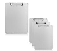 YKUKIZEE 4PCS A4 Aluminum Clipboard Heavy Duty, A4 Writing Clipboard with Scale Rust-Proof, Silver Metal Clipboards with Low Profile Clip for Menu Restaurant Office