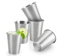 YKUKIZEE 5 PCS Stainless Steel Cups 500 ml, Stainless Steel Tumbler Reusable, 17 oz Shatterproof Silver Metal Beer Tumbler for Drinking Mug Glasses for Party Camping Travel Hiking