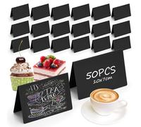 YKUKIZEE 50 PCS Mini Chalkboard Signs, Small Black Chalkboard Signs for Labeling, V Shaped Chalkboards Reserved Sign for Tables Buffet Menu Food Price Message Restaurant Party 10x7 cm