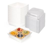 YKUKIZEE 50 PCS White Cake Slice Boxes with Clear Lids 13.5 cm, Oil-Proof Paper Charcuterie Boxes Individual, Square Food Containers Takeaway Box for Sandwich Cookies Macaron Cupcake Dessert Bakery