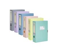 YKUKIZEE 6 Pack Assorted Colour A4 Files Box 55 mm Spine, Foldable A4 Document Boxes Deep, Plastic Foolscap Filing Organiser Box for Paperwork Stationery Office Archive School