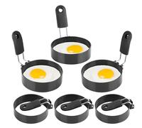 YKUKIZEE 6 Pack Egg Rings for Frying 3.5 Inch, Non Stick Egg Mold Frying Round, Stainless Steel Fried Egg Circles for Pancake Mini Burger