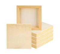 YKUKIZEE 6 Pack Unfinished Wood Canvas Boards for Painting 8x8 inch, Blank Cradled Art Boards 2 cm Deep, 20x20 cm Square Wood Panel Canvas for Craft Drawing Encaustic