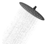 YKUKIZEE 8 Inch Round Rainfall Shower Head Black, Fixed Rain Shower Head 304 Stainless Steel, 20 cm High Pressure Waterfall Shower Head Overhead for Bathroom Shower Room