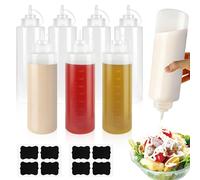 YKUKIZEE 8 Pack Large Squeezy Bottles with Nozzles 1000 ML, Clear Squeezy Sauces Bottle 32 OZ, Leakproof Plastic Squeezy Condiment Dispenser for Oil Ketchup Seasoning Syrup Dressings