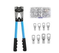 YKUKIZEE Heavy Duty Terminal Crimper 6-50mm²/10-0AWG, Battery Cable Lug Crimper with 60Pcs Copper Ring Terminals 8 Sizes Cable Lugs, Battery Terminal Crimper Tool for Electrical Wire