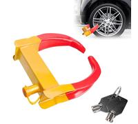 YKUKIZEE Trailer Wheel Lock Clamp Heavy Duty, Anti Theft Caravan Wheel Clamps Locks with 2 Keys, Adjustable Car Wheel Clamps Lock Security for Van Motorhome Tyre Wheels Claw(Yellow/Red)