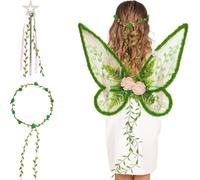 YKW Fairy Wings Adult Women, Sparkle Butterfly Wings Costume Halloween Dress Up Party Favor, Angel Fantasy Cosplay (Green)