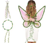 YKW Fairy Wings Adult Women, Sparkle Butterfly Wings Costume Halloween Dress Up Party Favor, Angel Fantasy Cosplay (Green(Pink))