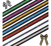 YKW Glitter Cheer Ribbon Set, No Shed 7 Colors x 1 Yard Each, 7/8" Grosgrain Rainbow Variety Pack for Cheerleading Bows, Team Spirit, Gift Wrapping & Multi-Color Crafts