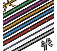 YKW Glitter Stripe Grosgrain Ribbon 7/8 Inch, 7 Pack Multi-Color Large Cheer Ribbons for Cheerleading Bows, Homecoming Mum Supplies, Team Spirit Hair Accessories, Gift Wrapping, Party Crafts