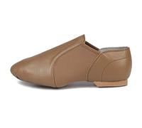 YKXLM Split Sole Jazz Dance Shoes Women & Men Supper Easy Slip On Soft Leather, Neoprene Jazz Dance Shoes,Model JS359,Brown,6 UK