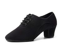 YKXLM Standard Closed Toe Ballroom Dance Shoes Lace Up Women Practice Latin Dance Shoes Salsa Performance Teaching Shoes,Model MF2805-5cm Rubber Sole, 4 UK