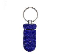 Ykybhx 1PCS Bling Crystal Rhinestone Portable Pill Case Pill Container Waterproof Pill Holder with Keychain Glitter Travel Pill Box Small Medicine Dispenser Bottle Storage for Outdoor Camping Travel,H