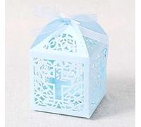 Ykybhx 50PCS Laser Cut Wedding Party Favor Box Candy Bag Chocolate Gift Boxes with Ribbon Cut Window Decoration Candy Cookie Small Gift Box Present Boxes DIY Candy Boxes for Wedding Birthday Party,02