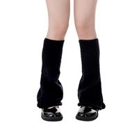 YKYUASD Y2K Ribbed Leg Warmers Womens Knit Long Boot Ankle Heap Sock Japanese Style Lolita Accessories for Winter Halloween, Black, One Size