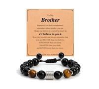 YKZOMP 10mm Mens Natural Stone Adjustable Bracelet Gifts for My Man, Dad, Grandpa, Bonus Dad, Uncle, 10.3'', Stone
