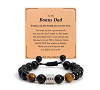 YKZOMP 10mm Mens Natural Stone Adjustable Bracelet Gifts for My Man, Dad, Grandpa, Bonus Dad, Uncle, adjustable from 5.9 inches to 10.3 inches, Stone