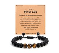 YKZOMP To Mens Boy Natural Stone Adjustable Bracelet, Birthday Christmas Gifts for Dad, Son, Grandpa, Bonus Dad, Uncle, 10.3 inches, Stone
