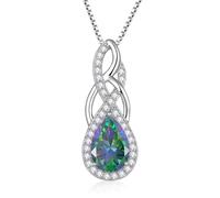 YL Birthstone Necklace 925 Sterling Silver cut June Birthstone Alexandrite Infinity Knot Pendant Neckalce Jewellery Gifts for Women