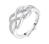 YL Celtic Ring 925 Sterling Silver April Birthstone white cubic zirconia Anniversary Eternity Infinity Celtic Knot Ring for Women（SizeS)