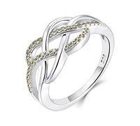 YL Celtic Ring 925 Sterling Silver August Birthstone peridot green cubic zirconia Anniversary Eternity Infinity Celtic Knot Ring for Women(SizeT)