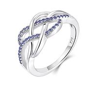 YL Celtic Ring 925 Sterling Silver December Birthstone Tanzanite Anniversary Eternity Infinity Celtic Knot Ring for Women（SizeQ)