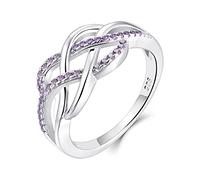 YL Celtic Ring 925 Sterling Silver February Birthstone amethyst Anniversary Eternity Infinity Celtic Knot Ring for Women（SizeS)