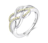 YL Celtic Ring 925 Sterling Silver November Birthstone Citrine Anniversary Eternity Infinity Celtic Knot Ring for Women(SizeK)
