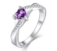 YL Engagement Ring 925 Sterling Silver with February Birthstone Amethyst Criss Cross Infinity Solitaire Wedding Band Ring for Women Bride(SizeM)