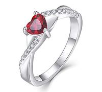 YL Engagement Ring 925 Sterling Silver with July Birthstone Ruby Criss Cross Infinity Solitaire Wedding Band Ring for Women Bride(SizeQ)