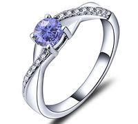 YL Engagement Ring 925 Sterling Silver with November Birthstone Citrine Criss Cross Infinity Solitaire Wedding Ring for Women Bride(SizeK)
