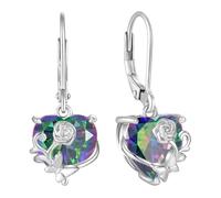 YL Heart Drop Earrings for Women 925 Sterling Silver cut Rainbow Cubic Zirconia Rose Butterfly Dangle Earrings Jewellery Gifts for Wife Girlfriend