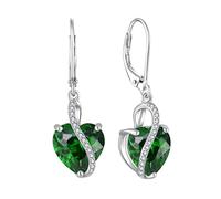 YL Heart Drop Earrings for Women 925 Sterling Silver Dangle Earrings May Birthstone Simulated Emerald Earrings Jewellery Gifts for Her Wife Girlfriend