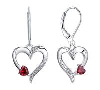 YL Heart Earrings 925 Sterling Silver Love Heart Drop Earrings Ruby Dangle Earrings Jewelry for Women