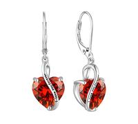 YL Heart Earrings for Women 925 Sterling Silver "I love you forever" Drop Earrings January Birthstone Garnet Dangle Earrings Jewellery Gifts for Her Wife Girlfriend