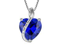 YL Heart Necklace for Women 925 Sterling Silver "I love you forever"Pendant September Birthstone Sapphire Necklace Jewellery Gifts for Wife Mum Girlfriend Her