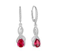 YL Infinity Earrings for Women 925 Sterling Silver Dangle Earrings July Birthstone Ruby Knot Drop Earrings Jewellery Gifts for Her Wife Girlfriend