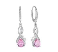 YL Infinity Earrings for Women 925 Sterling Silver Dangle Earrings October Birthstone Pink Tourmaline Knot Drop Earrings Jewellery Gifts for Her Wife Girlfriend