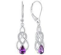 YL Infinity Knot Drop Birthstone Earrings 925 Sterling Silver cut February Birthstone Amethyst Drop Dangle Earrings for Women
