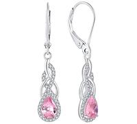 YL Infinity Knot Drop Birthstone Earrings 925 Sterling Silver October Birthstone Pink Tourmaline Dangle Earrings for Women