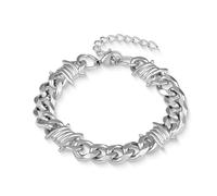 YL Miami Cuban Link Chain Bracelet Solid Stainless Steel, Real 18K Gold/Black Rhodium Filled Punk Wrist for Men Women, Upgrade Buckle Clasp, 7.08+2 Inches, Stainless Steel, no gemstone