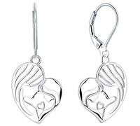 YL Mother Daughter Earrings 925 Sterling Silver Love Heart Drop Earrings Gifts for Mum