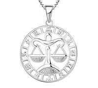 YL Silver Libra Necklace-925 Sterling Silver Horoscope Zodiac 12 Constellation Pendant Necklace for Women and Girls
