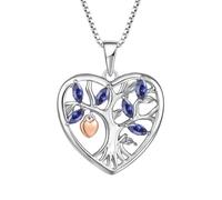 YL Tree of Life and Padlock Necklace 925 Sterling Silver cut December Birthstone Tanzanite Family Tree Pendant Neckalce Jewellery Gifts for Women Wife Girlfriend